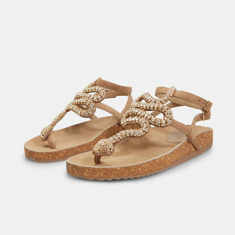 Sandalias de mujer de piel con serpiente , Taupe Sandalias de mujer de piel con serpiente , Taupe